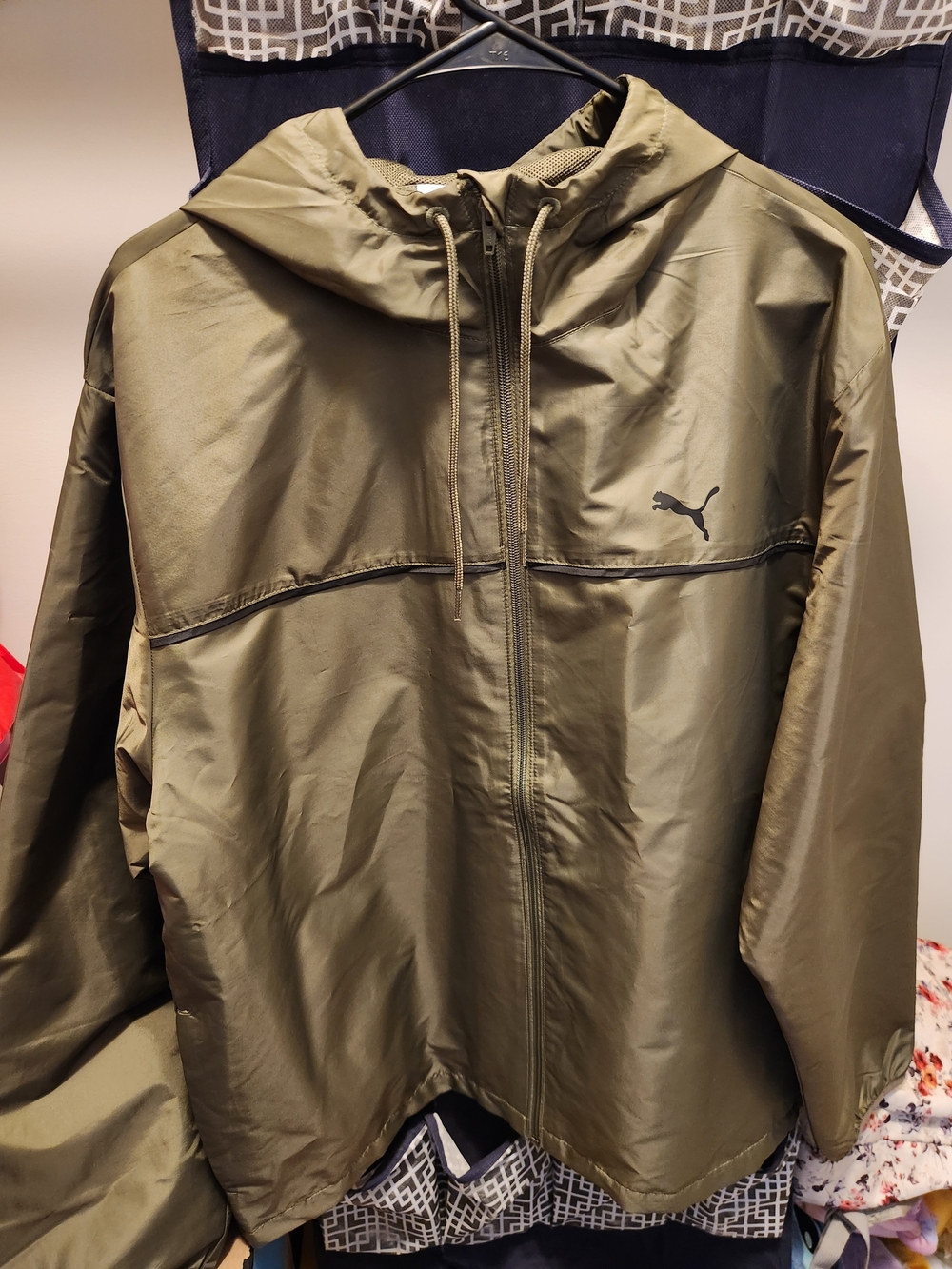 PUMA Olive Green Men's Hooded Windbreaker Jacket